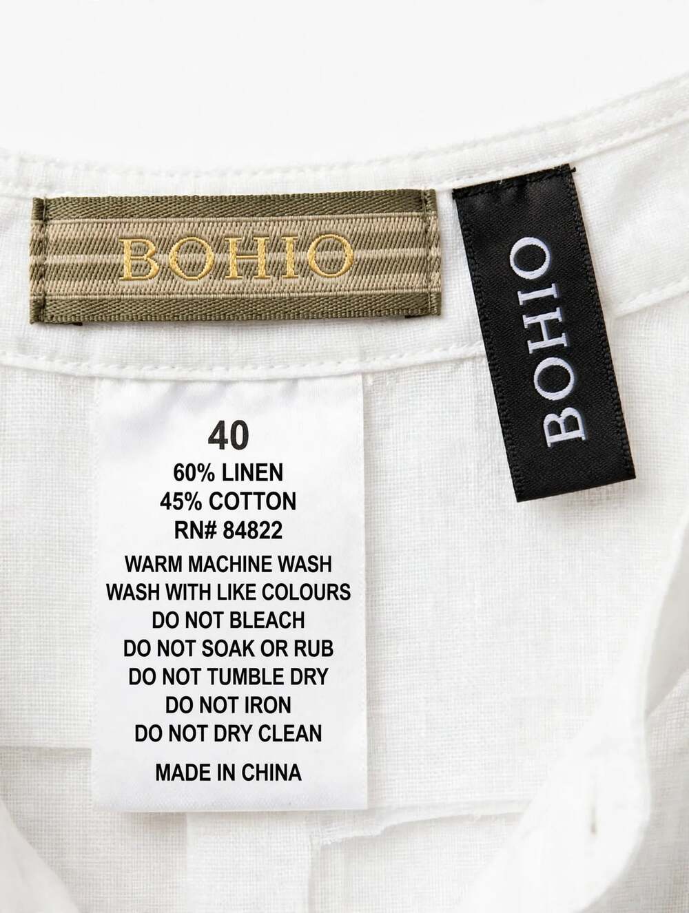 Bohio Men's White Linen-Cotton Blend Flat Front Shorts Size 40 - Picture 4 of 7